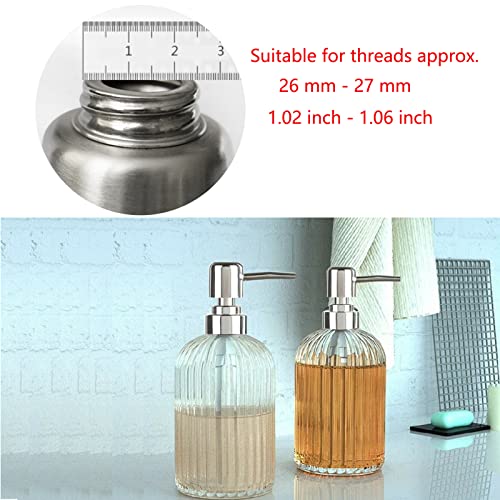 HILLHOME Stainless Steel Soap Dispenser Pump Replacement - Silver, 2 Pack