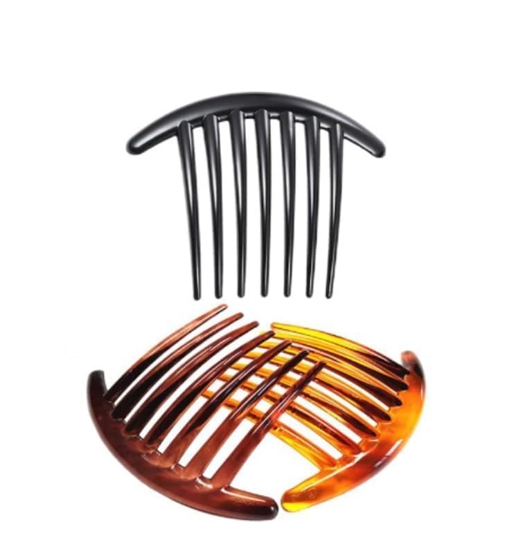 3 Pcs French Twist Hair Combs 7-Tooth Plastic Side Combs Black Brown
