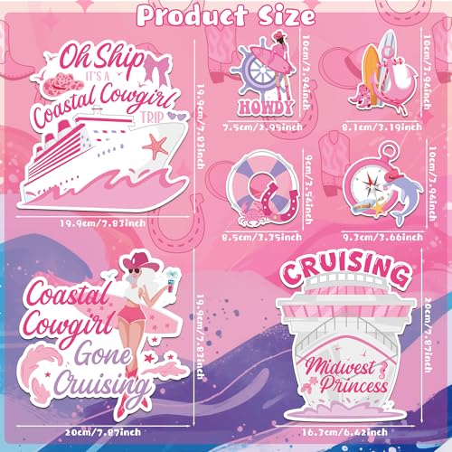 Coastal Cowgirl Cruise Door Magnets 7PCS Pink Refrigerator Decals