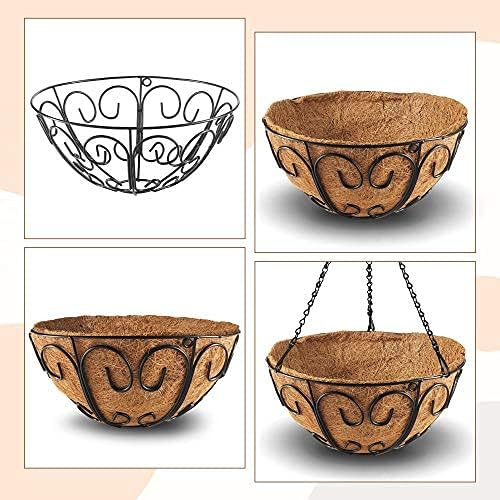 Butterfly Shape | 2 Pack Metal Hanging Planter Basket - Round Wire Holder with Coco Coir Liner for Indoor/Outdoor Garden Decor