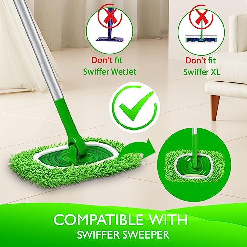 Yicotira Reusable Microfiber Mop Pads for Swiffer Sweeper, 4 Pack Green