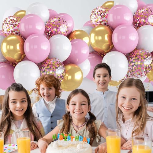 60PCS Pink Gold White Balloons Kit for Wedding & Parties