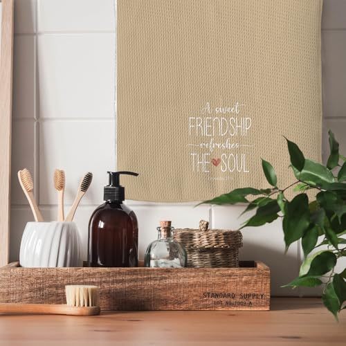 Friend Gifts Kitchen Towels 16x24 Inches Light Beige - Faith & Friendship Decor