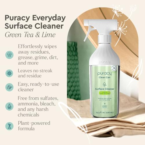 Puracy Plant-Powered All-Purpose Cleaner - Green Tea & Lime, 14.4 fl oz