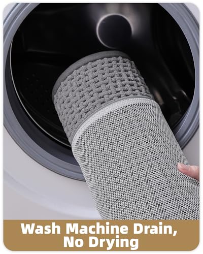 16"x24" Grey Waffle Chenille Bathroom Rug - Ultra Absorbent & Non-Slip