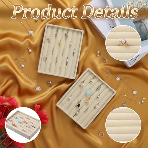 Eldraqth Velvet Ring Organizer Trays - Stackable Jewelry Drawer Inserts (2 Pcs)