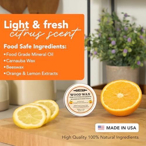 CLARK'S Wood Butter Cutting Board Wax - Food Safe 6 oz Citrus Scent