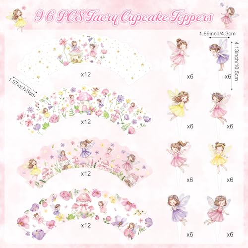 Fairy Cupcake Decoration Set - 96 Pcs with Toppers & Wrappers