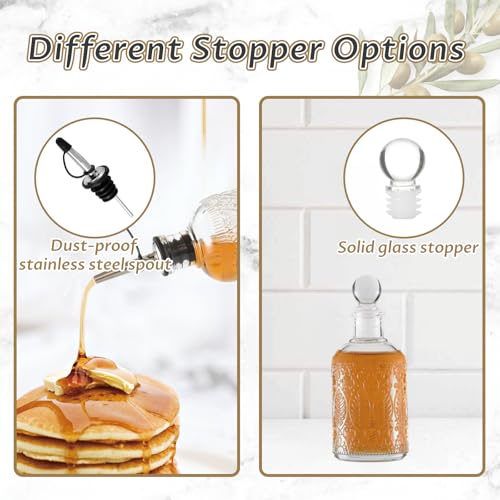 7oz Retro Glass Syrup Dispenser with Stainless Steel Spout & Funnel