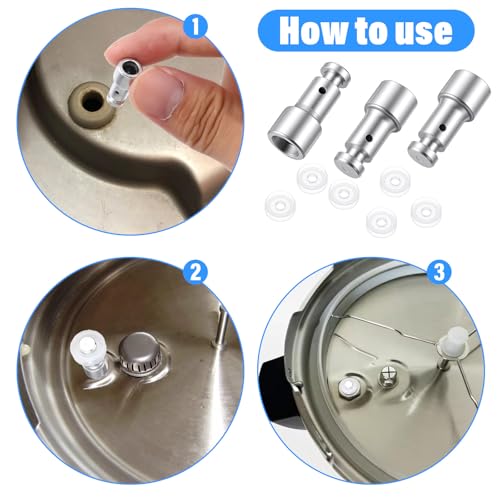 3 Pack Universal Pressure Cooker Float Valve & Silicone Gaskets