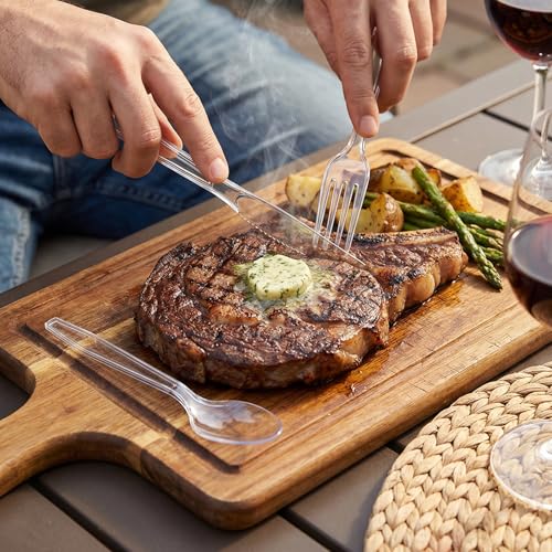 QualQuot 120-Piece Extra Heavy Duty Clear Plastic Silverware Set