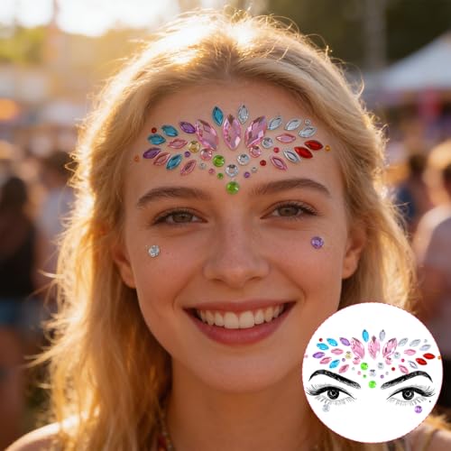 5 Sets Face Gems Self Adhesive Jewels for Festival Rave Makeup