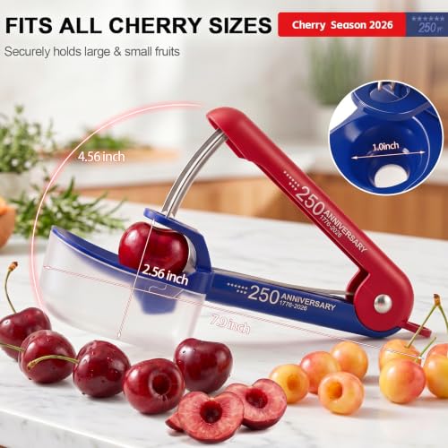 Makmzoon Stainless Steel Cherry Pitter Tool with Splash Guard