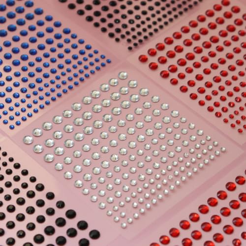 5 Sheets Self-Adhesive Blue Rhinestone and Pearl Stickers for Crafts