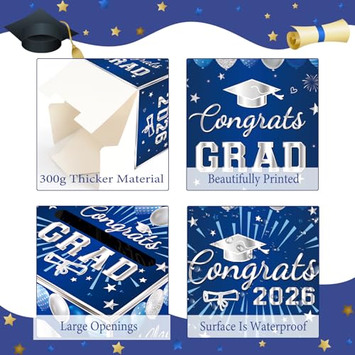 Navy Blue Graduation Card Box | Class of 2026 Gift Holder 8.7"
