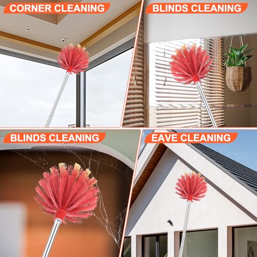 TOXYMHO Cobweb Duster with 59-inch Extension Pole for High Ceiling Cleaning
