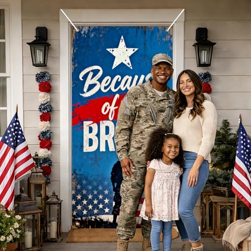 BlissYard Veterans Tribute Door Cover 35x71 Inch Polyester Banner