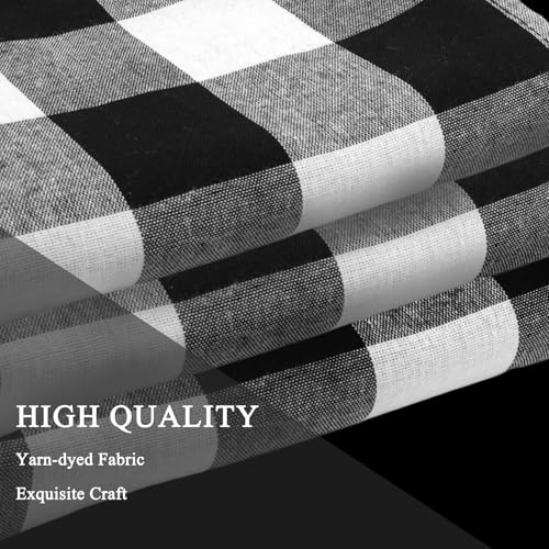 Black and White Buffalo Check Window Valance Curtains - 2 Pack, 55 x 15 Inches