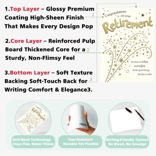 Elegant Happy Retirement Card with Envelope - SK-207 Gold Starburst Design