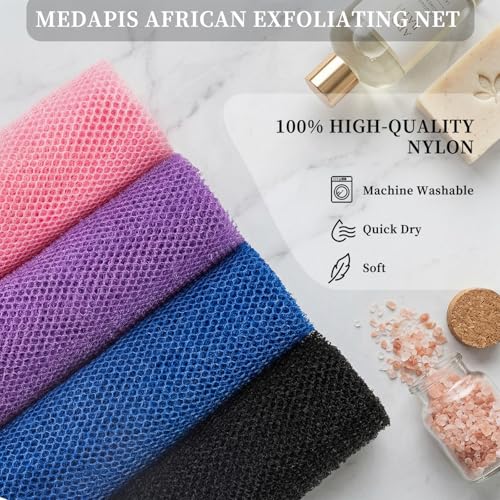 Medapis African Exfoliating Net Sponge - Long Body Scrubber Washcloth