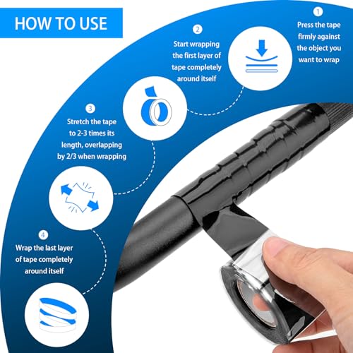 2 Rolls Grip Tape, 1IN X 10FT Grip Tape for Handles, Silicone Rubber Wrap for Pull Up Bars, Sports, Dumbbells, Barbells, Gym Equipment and Tools