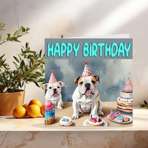 British Bulldog Birthday Card - Eco-Friendly Fun Design 145mm