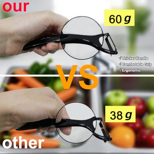 Marouom Premium Vegetable Peeler Set - Black Ergonomic Handle, 2PCS