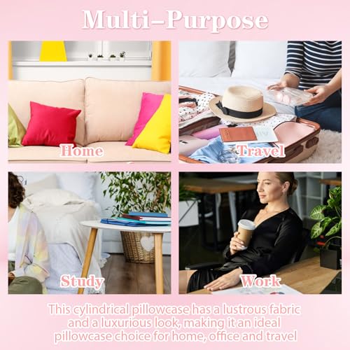 Cylindrical Neck Roll Pillow Covers - 2 Pack, 16x6 Inch, White Velvet