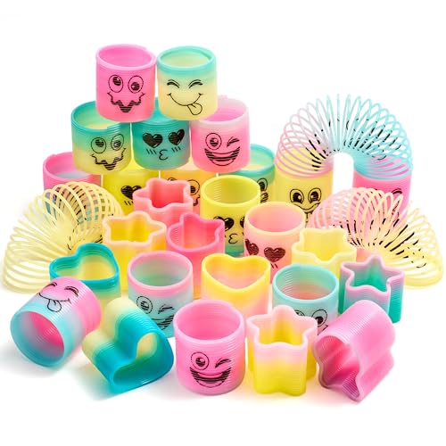 JOYIN 30 Pcs Mini Rainbow Coil Spring Toys - Fidget Party Favors