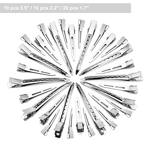 Metal Duck Bill Hair Clips Set - 40pcs Silver Alligator Sectioning Clips