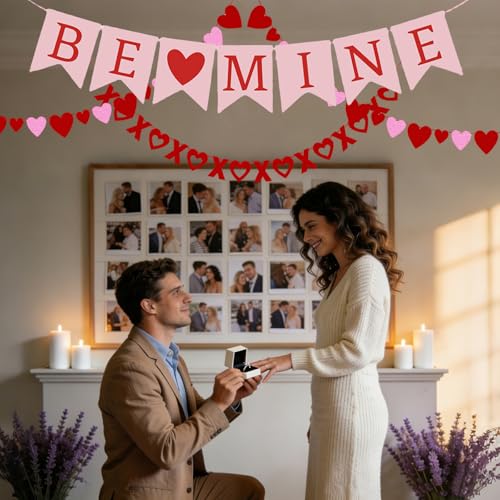 Valentine's Day XOXO Heart Banner Garland Set - 3 PCS Decorations