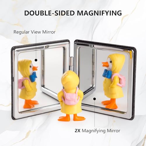 MIRORA Compact Travel Makeup Mirror - 1x/2x Magnifying Pocket Mirror