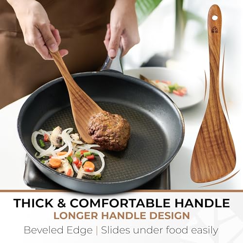 Woodenhouse 1 Pc 12-Inch Acacia Wooden Spatula for Cooking & Flipping