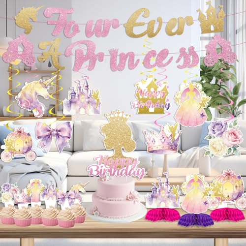 Princess Birthday Decorations Set - 35PCS for 4th Birthday