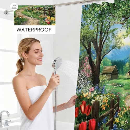 Mocsicka Floral Shower Curtain - Nature Design, 71x71 inch