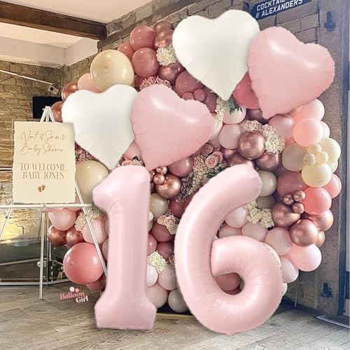 40 Inch Dusty Pink Number 1 Balloon for Girls' Birthday Party