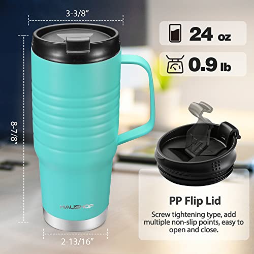 HAUSHOF 24 oz Stainless Steel Travel Mug with Leakproof Lid
