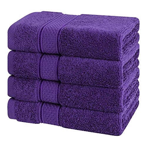 American Soft Linen Salem Purple Washcloth Set 4 Pack 13x13 Inch 600 GSM Cotton