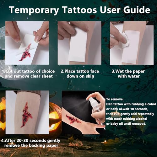 Sellentduct 25 Sheets Halloween Big Mouth & Scar Temporary Tattoos