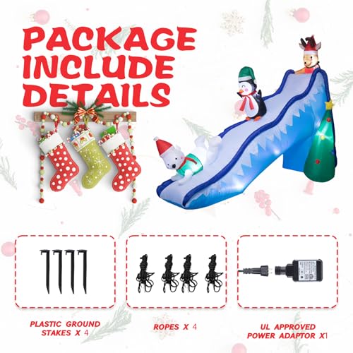 Wonder Garden 8.2FT Christmas Inflatable Penguin Slide for Outdoor Yard Decor - Blue Variation