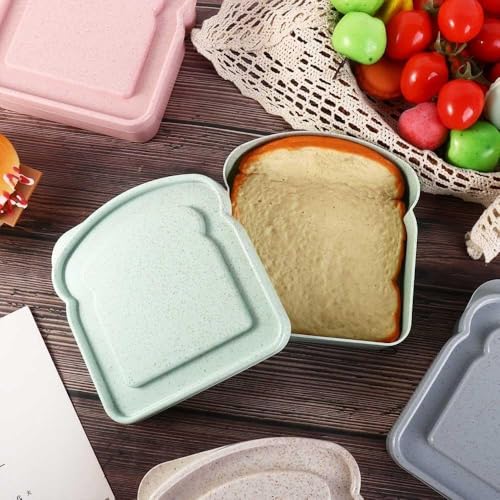 Pink Toast-Shaped Sandwich Container with Lid for Food Storage