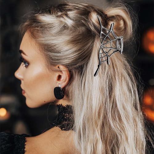 BARTOSI Halloween Spider Web Metal Hair Claw Clips 3-Pack Gothic Hair Accessories