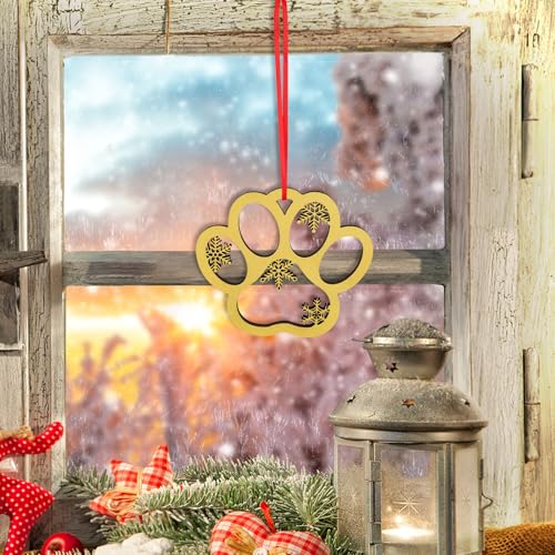 Personalized Wooden Dog Paw Ornament for Christmas Decor