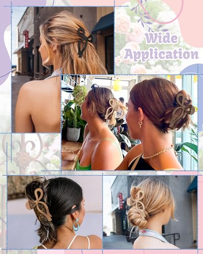 CHLINS 4-Pack Extra Large Bow Hair Claw Clips for Thick Hair, 5.1"