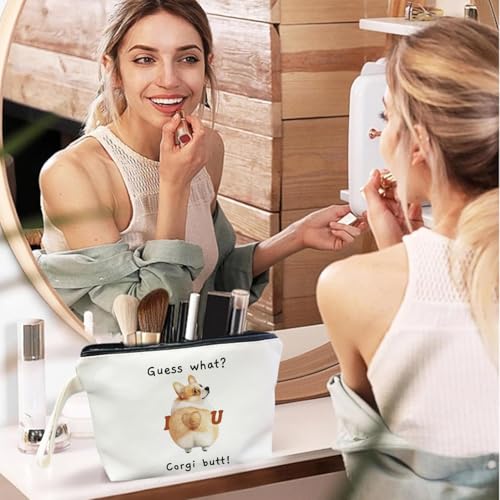 Corgi Butt Makeup Bag Cute Dog Canvas Cosmetic Travel Pouch