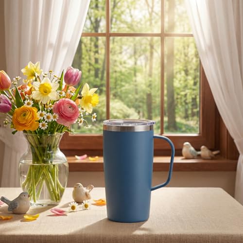 19oz Insulated Coffee Mug with Handle - Stainless Steel Travel Tumbler