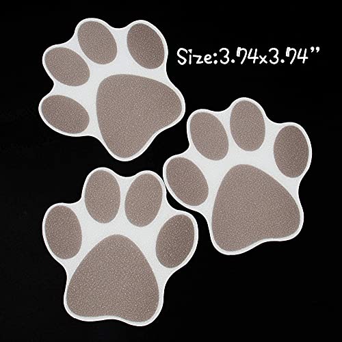 AUEAR 10 Pack Gray Adhesive Paw Print Bath Treads - Non-Slip Stickers