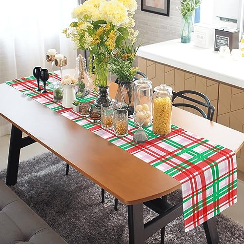 FJPT Christmas Table Runner Red Green Buffalo Check Plaid 13 x 72 Inch Holiday Decor