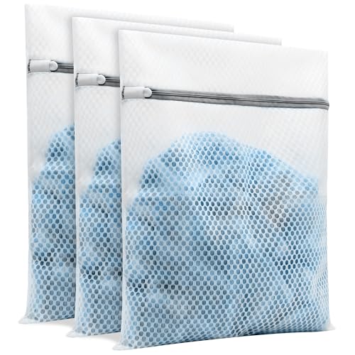 White 3-Pack Mesh Laundry Wash Bags 12x16 Inches - Delicates & Travel Organizer