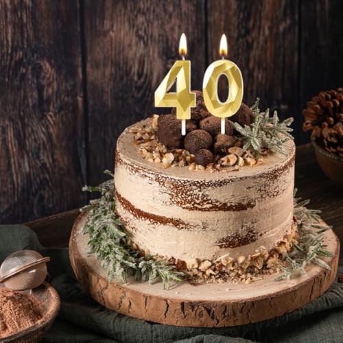 Gold 70th Birthday Candles | 3D Number Cake Topper for Celebrations